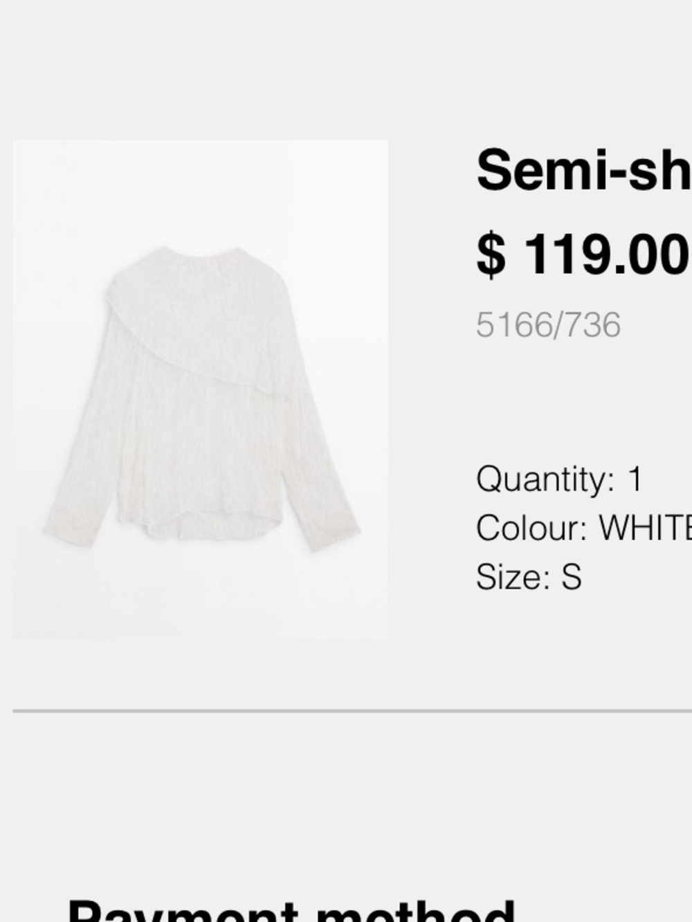 Massimo Dutti Semi-Sheer White Long-Sleeve Women's Top